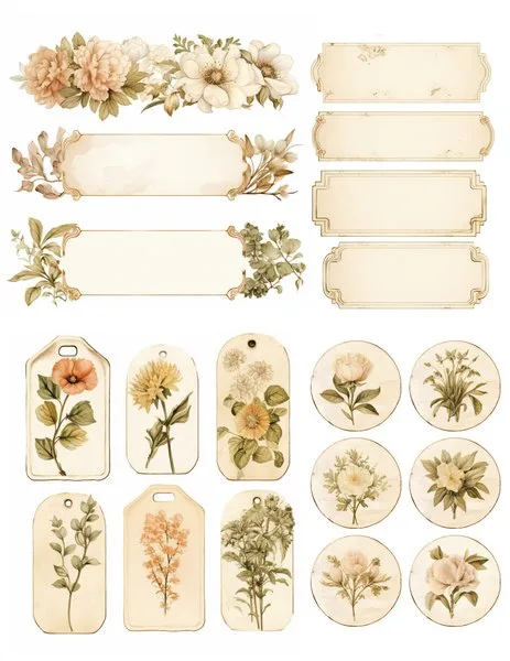 Blank labels, small tags and round stickers