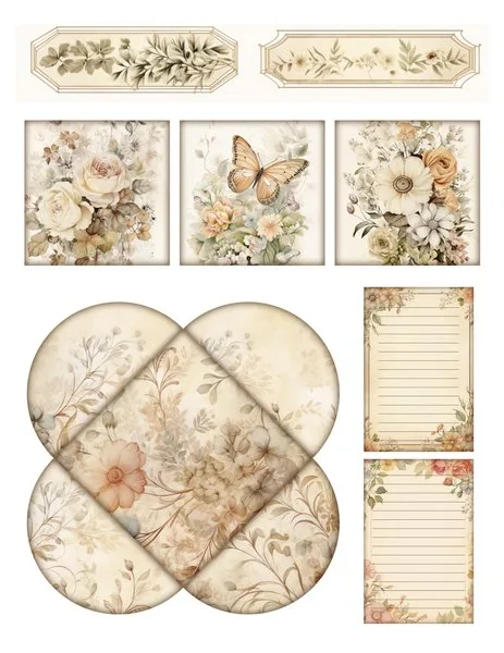 Cards, a round envelope and lined notes