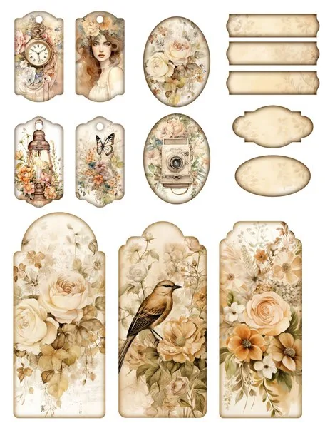 Tags, oval frames and small labels