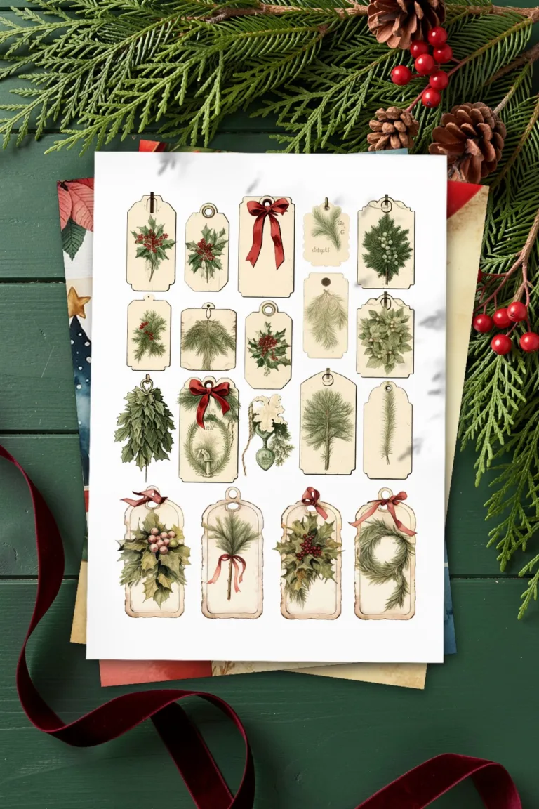 Christmas Junk Journal Printables: Tags, Labels & Paper