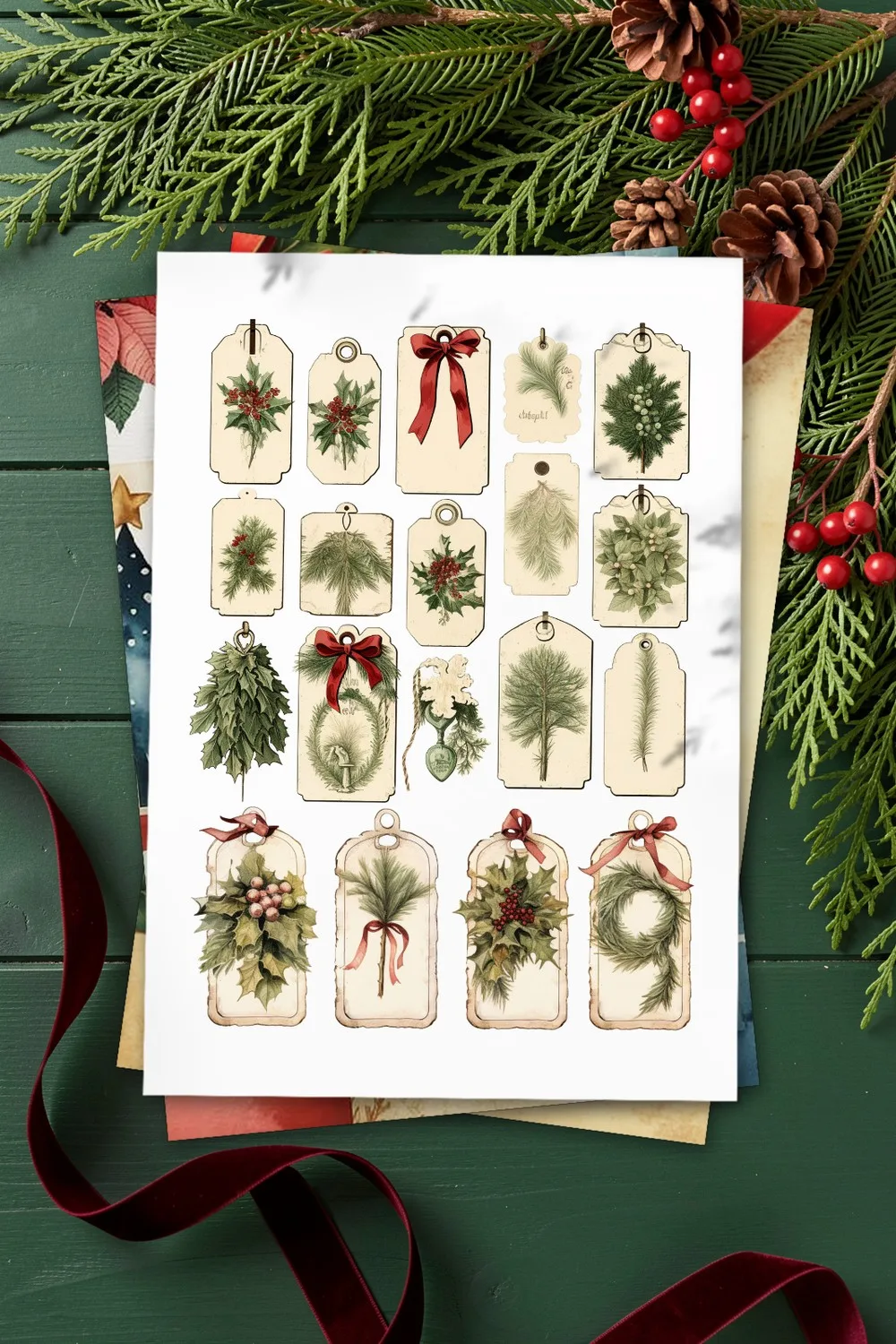 Christmas Junk Journal Printables: Tags, Labels & Paper