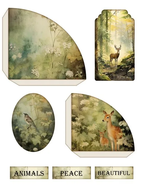 Corner pockets, tag, oval frame and word labels