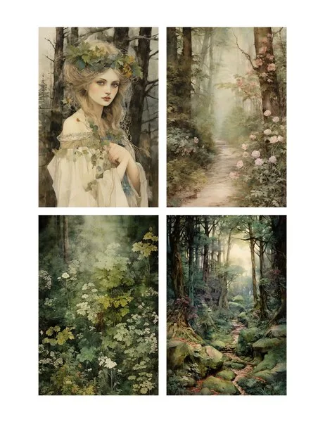 Four forest cards