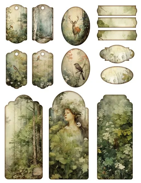 Tags, oval frames and small labels