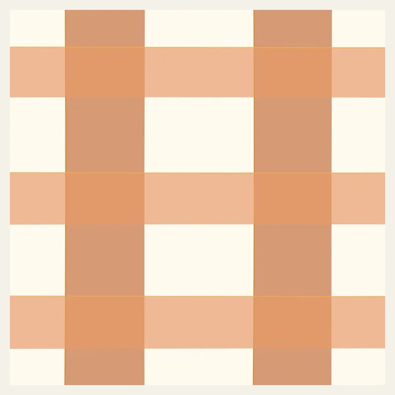 Peach and cream hand-drawn gingham paper