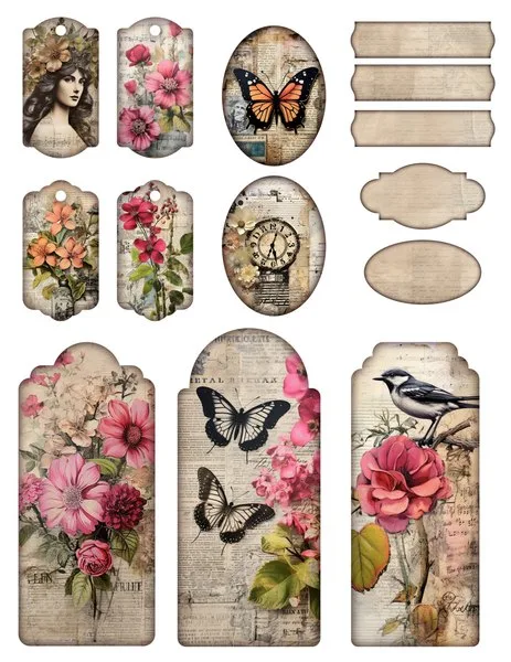 Tags, oval frames and small labels