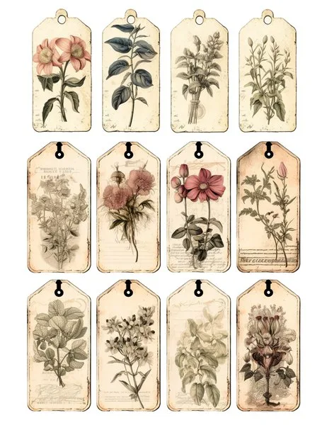 Twelve botanical tags
