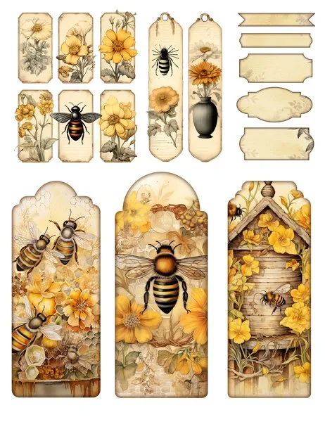 Flower borders, slim tags, labels and large tags