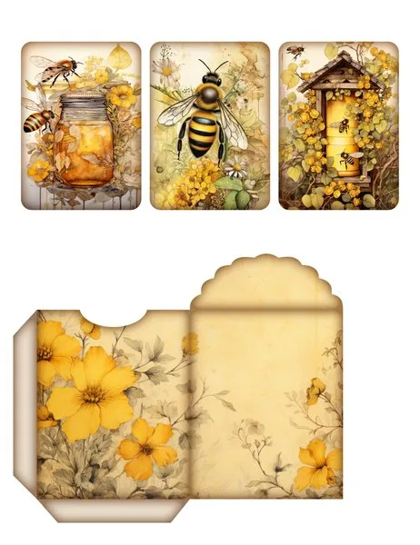 Three cards and a pocket envelope
